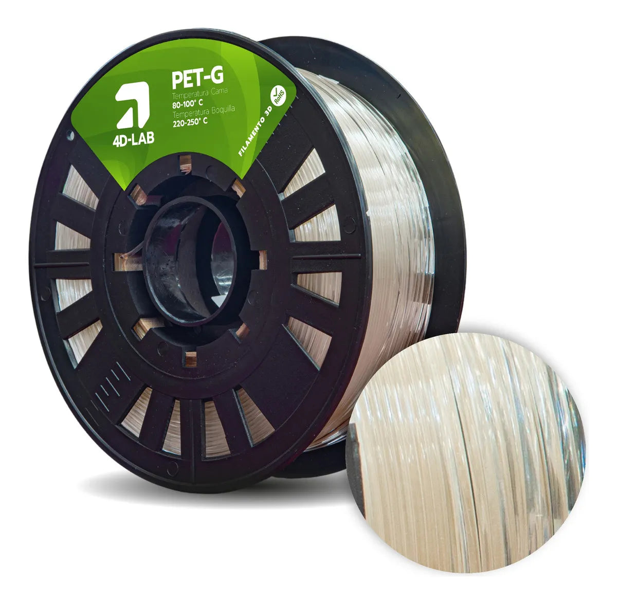 FILAMENTO PETG X 1 KG NATURAL TRANSPARENTE 4DLAB