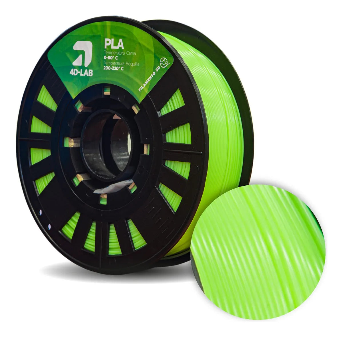 FILAMENTO PLA X 1 KG VERDE NEON 4DLAB