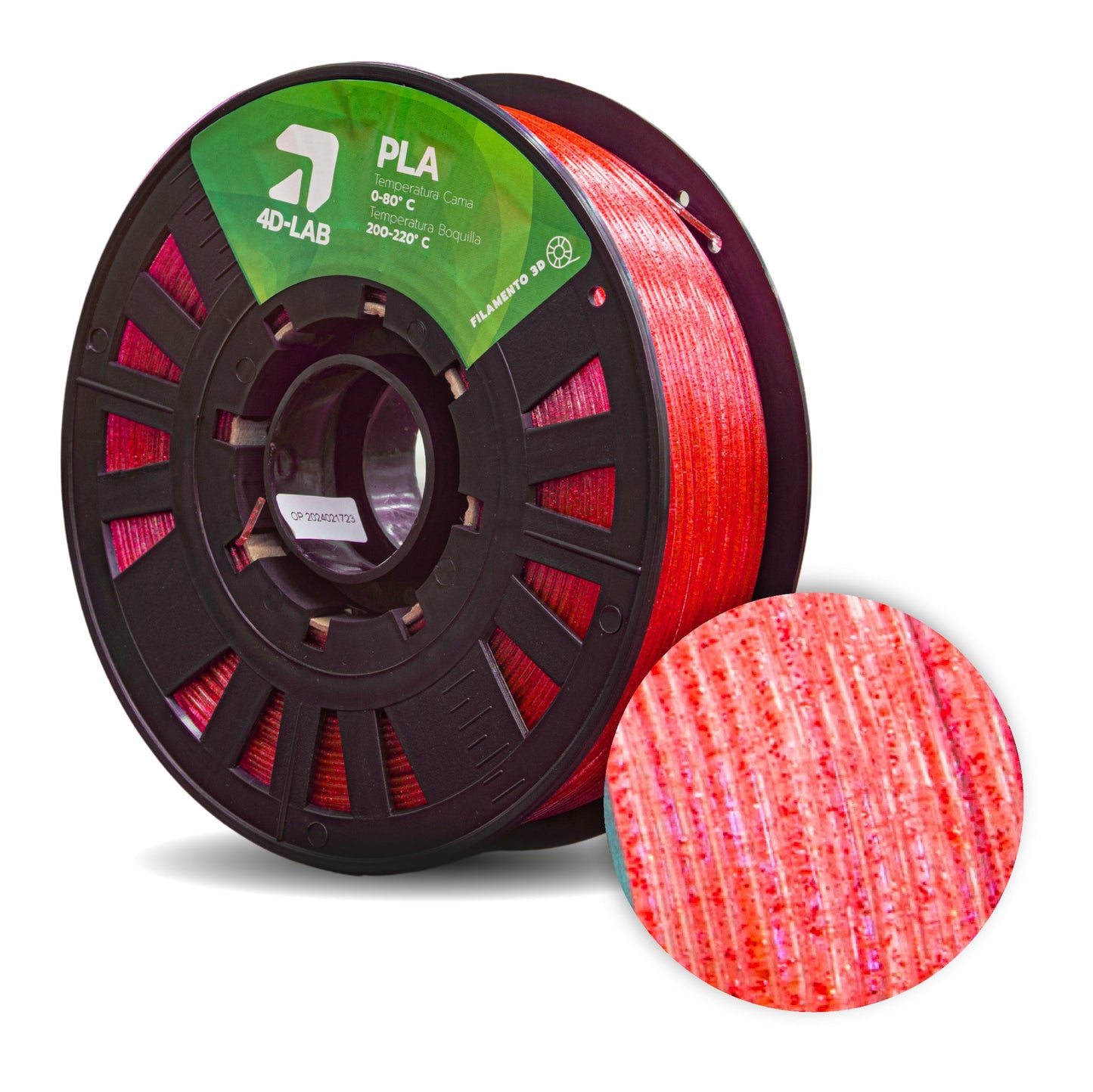 FILAMENTO PLA X 1 KG ROJO GLITTER 4DLAB