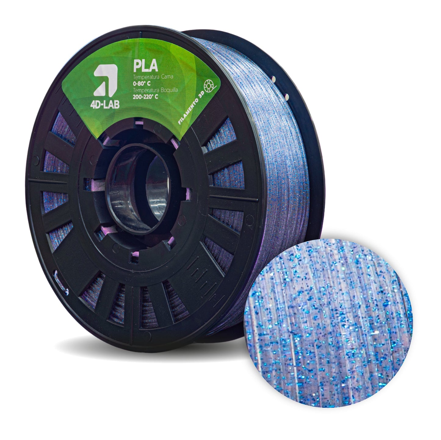 FILAMENTO PLA X 1 KG AZUL GLITTER 4DLAB