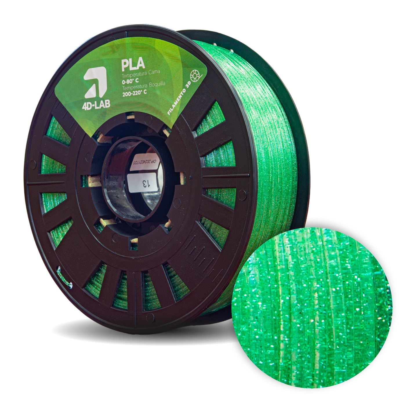 FILAMENTO PLA X 1 KG VERDE GLITTER 4DLAB